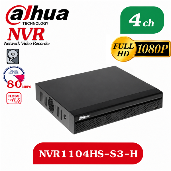 دستگاه 4 کانال DHI-NVR1104HS-S3-H برند داهوا