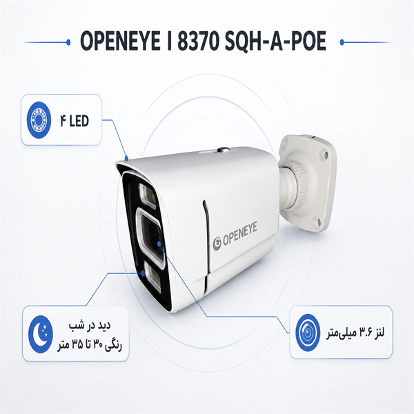 دوربین مداربسته OPENEYE I 8370 SQH-A-POE